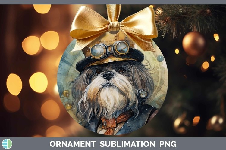 Steampunk Dog Lhasa Apso Ornament Sublimation Bauble Designs