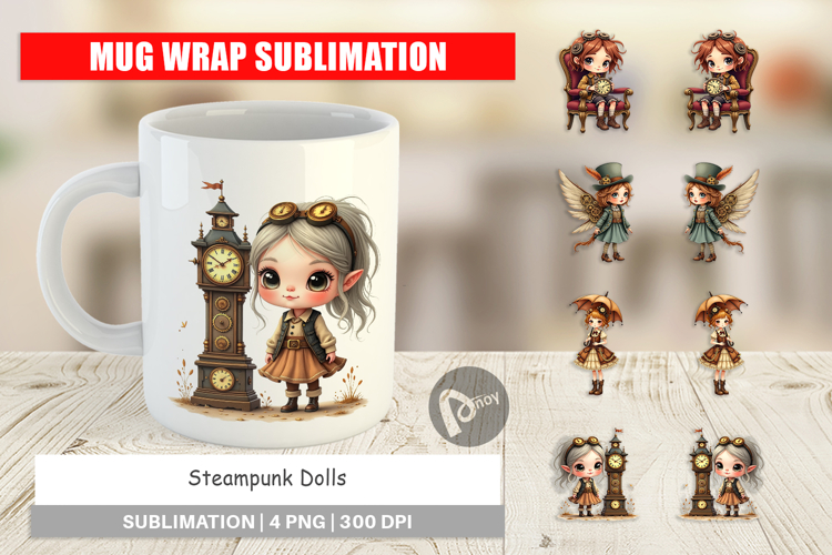 Mug Wrap Steampunk Dolls