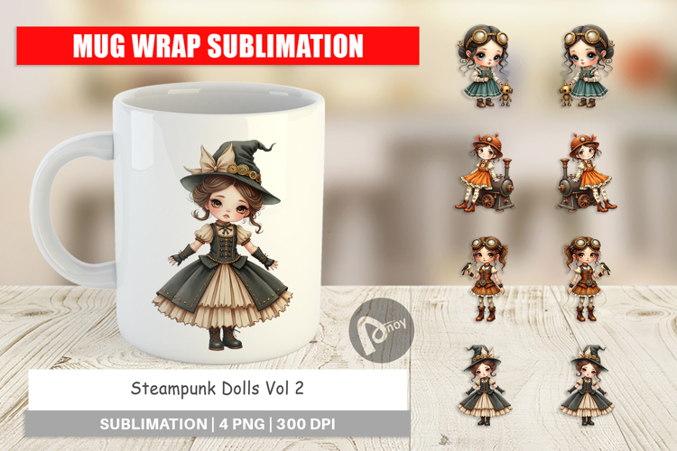 Mug Wrap Steampunk Dolls