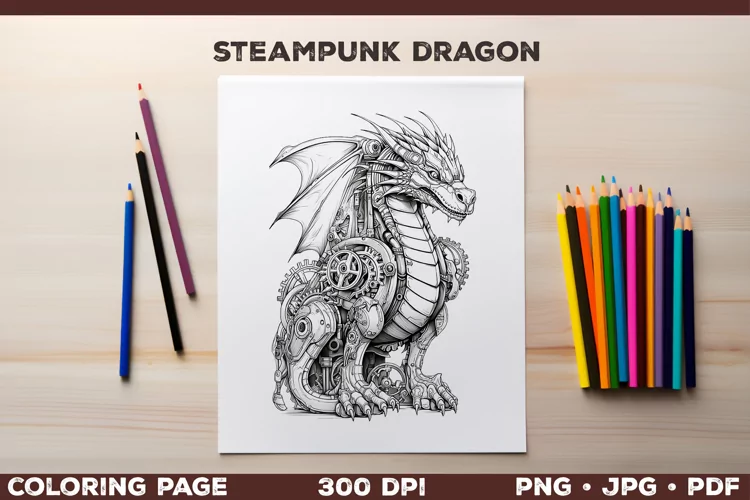 Dragon coloring book, Coloring relaxation with dragon