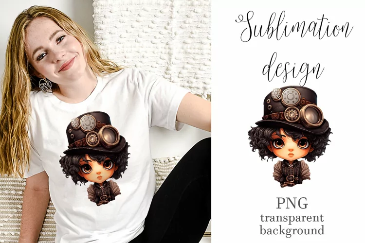 Steampunk Girls Sublimation Design, Vintage Girl PNG