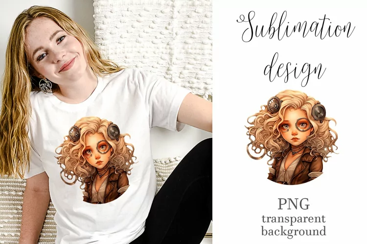 Steampunk Girls Sublimation Design, Vintage Girl PNG