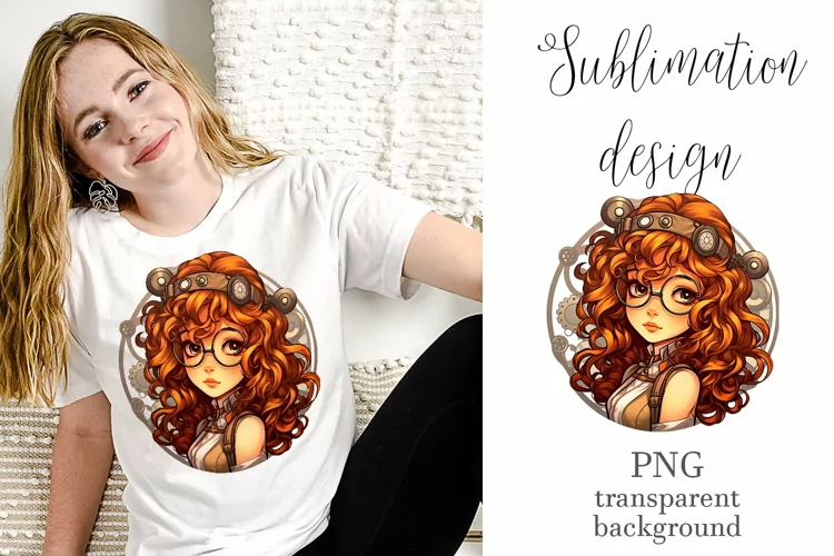 Steampunk Girls Sublimation Design, Vintage Girl PNG
