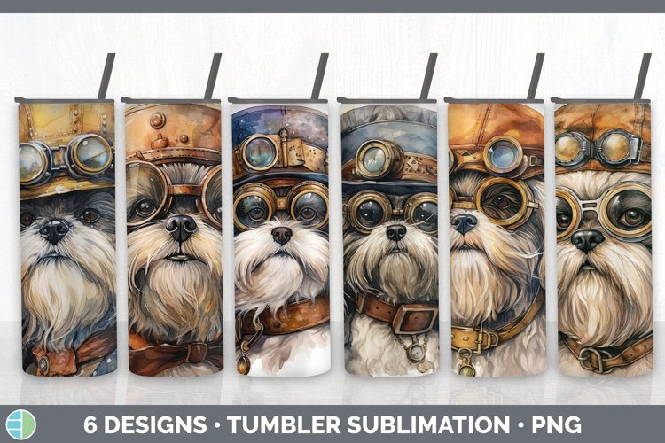 Steampunk Lhasa Apso Dog Tumbler | Sublimation 20 oz Skinny