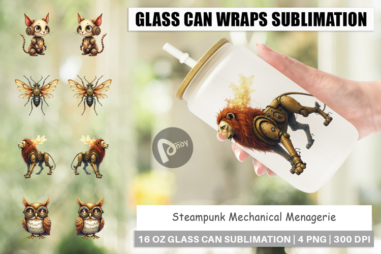 Steampunk Menagerie Glass Can