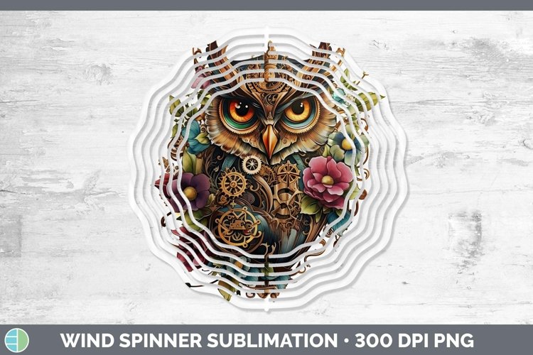 Steampunk Owl Wind Spinner Sublimation Spinner Designs
