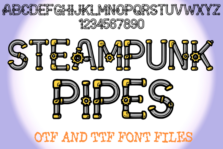 Steampunk Pipes Lettering ABC Text Font Alphabet OTF Type