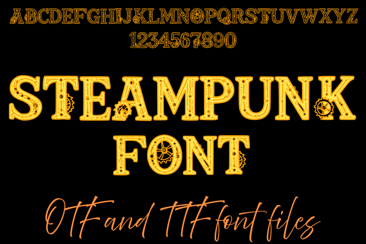 Steampunk Victorian Lettering ABC Text Font Alphabet OTF