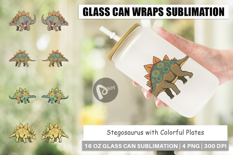 Glass Can Stegosaurus with Plates