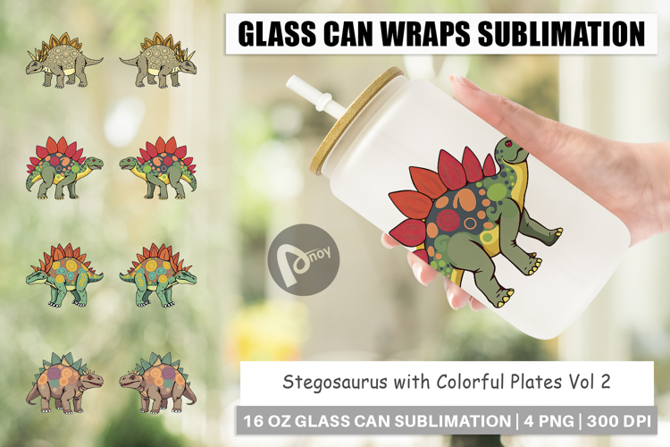 Glass Can Stegosaurus with Plates