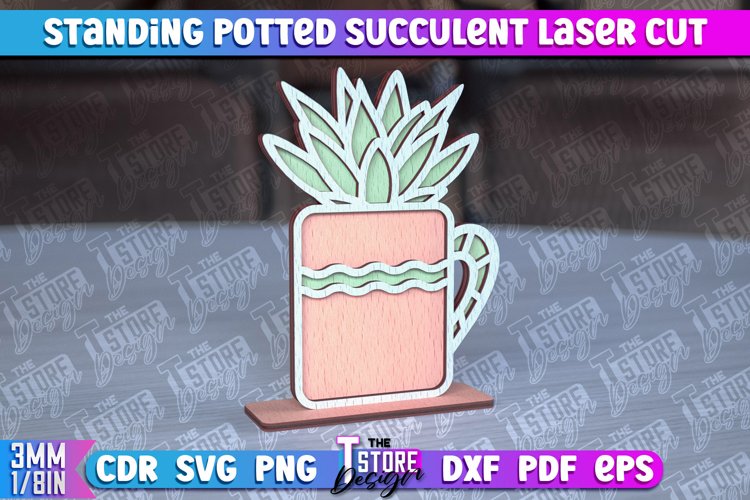 Standing Potted Succulent | Decorative Succulent | Laser Cut