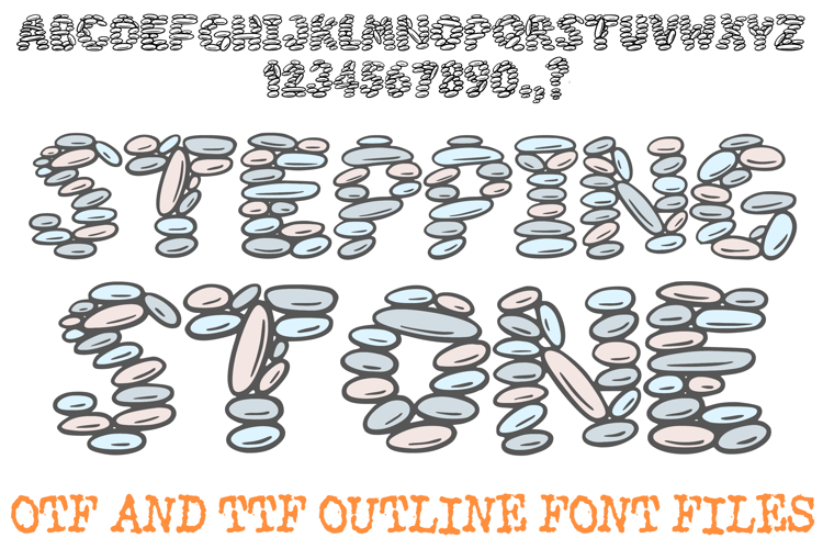 Stepping Stone ABC Font Typeface Pebble Zen Alphabet OTF