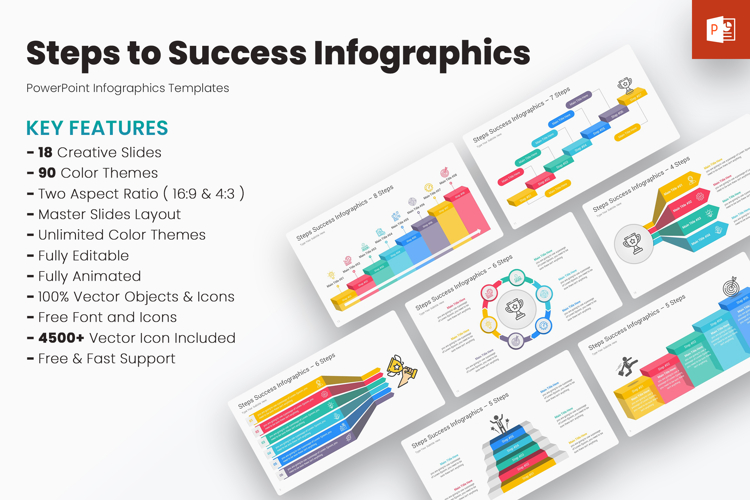 Steps To Success Infographics PowerPoint Templates