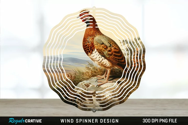 Vintage Grouse Wind Spinner Sublimation Design PNG