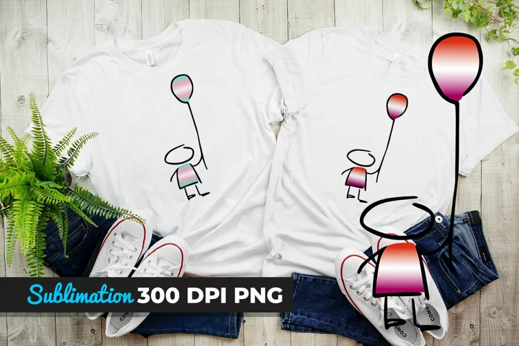 Stick Figure Balloon Trans Lesbian Flag Sublimation
