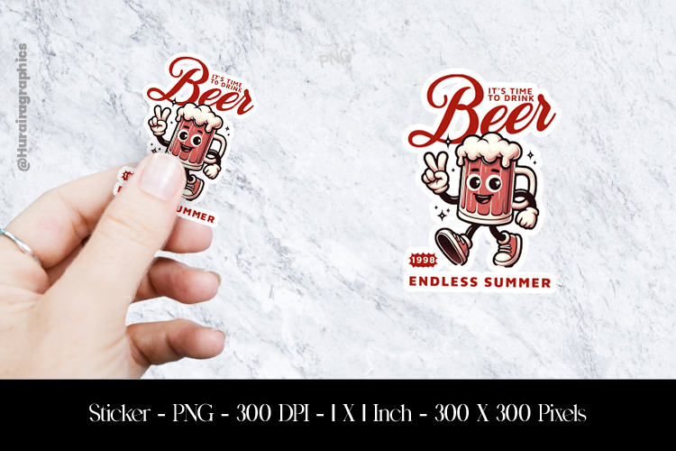 Its Time To Drink Sticker Design PNG