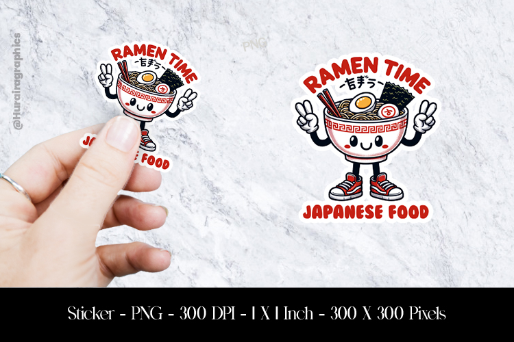 Ramen Time Sticker Design PNG example image 1