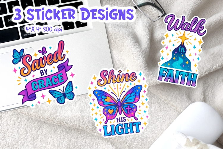 Christian Butterfly Stickers | Faith Quote Clipart