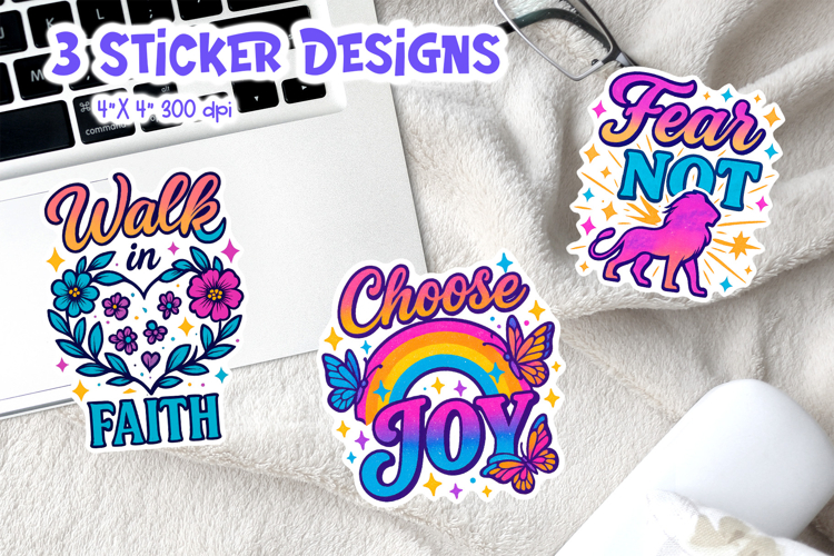 Christian Sticker PNG | Faith Joy Lion Printable