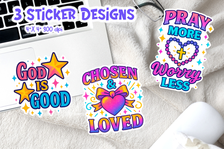 Christian Sticker PNG | Pray More Loved Faith Quote
