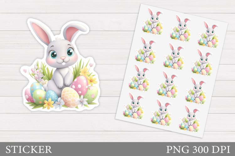 Easter Bunny Sticker Design. Cute Bunny Sticker Printable