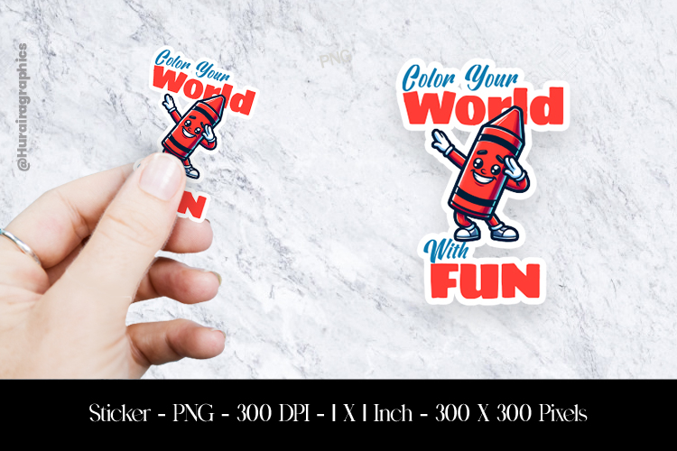 Colour Yiur World With Fun Sticker Design PNG