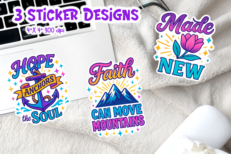 Christian Iridescent Sticker Printable | Hope Faith Made New
