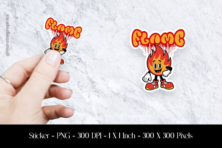 Flame Sticker Design PNG