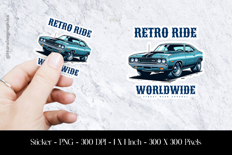Retro Ride WorldWide Sticker Design PNG
