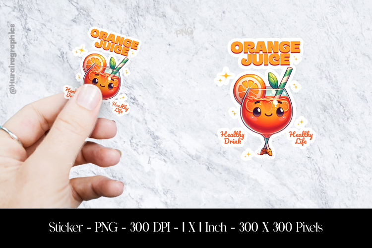 Orange Juice Healthy Drink Healthy Life Sticker Design PNG