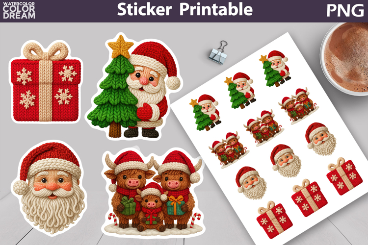 Christmas Animals Sticker | Christmas Knitted Sticker