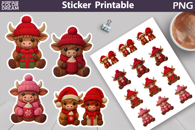 Christmas Animals Sticker | Christmas Knitted Sticker