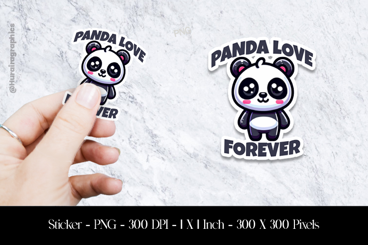 Panda Love Forever Sticker Design PNG