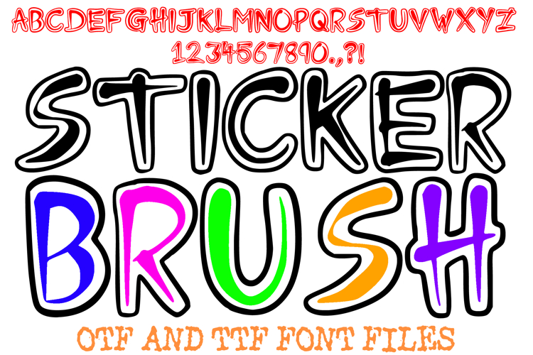 Sticker Brush Font Ink Slash Typeface Letters