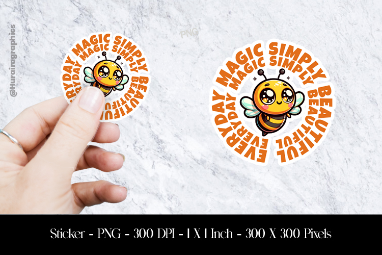 Cute Bee Sticker Design PNG