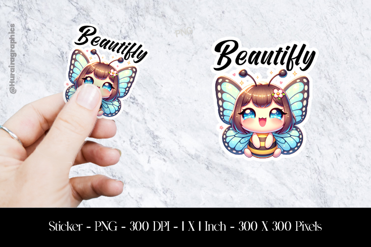 Beautifly Sticker Design PNG