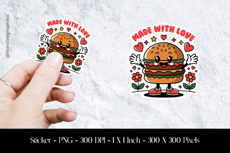 Made With Love Sticker Design PNG