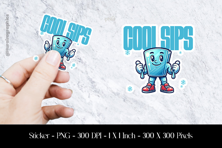 Cool Sips Sticker Design PNG