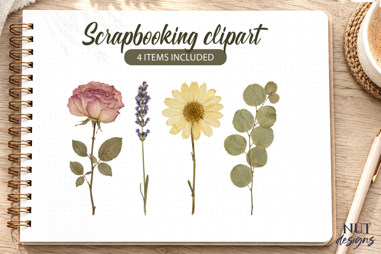 Dried Flowers Clipart Daisy Rose Lavender Scrapbooking