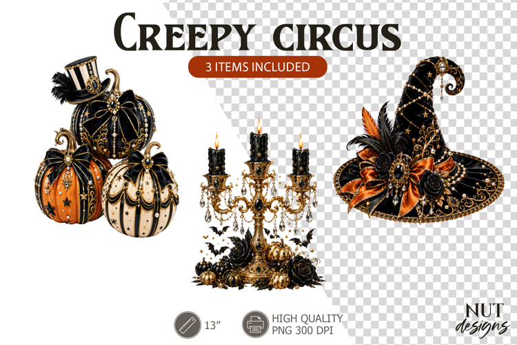 Creepy Circus Carnival Halloween clipart candelabra hat