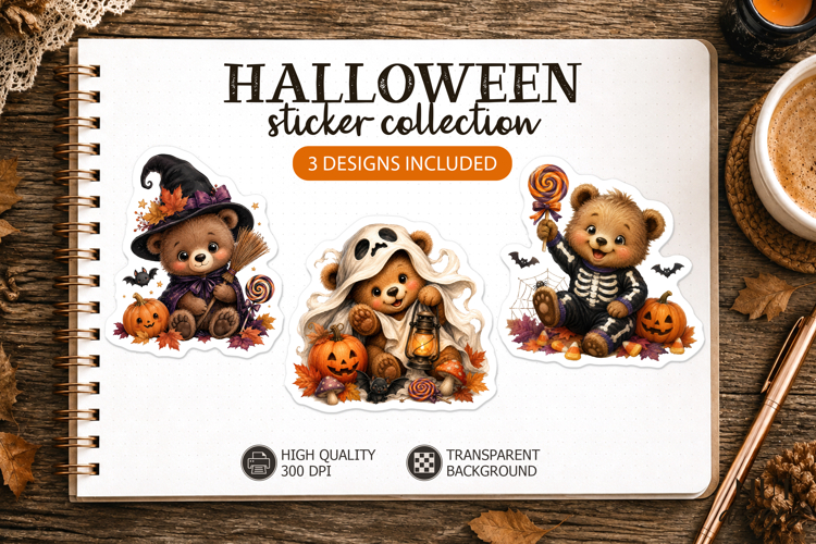 Cute Halloween Sticker sBaby Bear Stickers