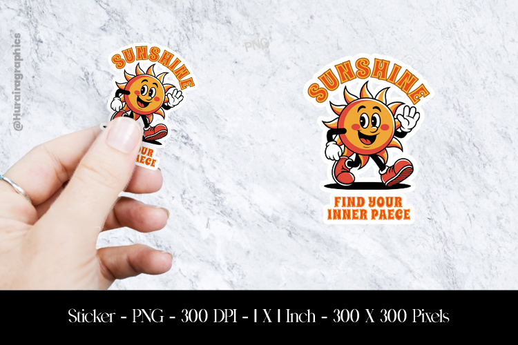 Sunshine Find Your Inner Peace Sticker Design PNG
