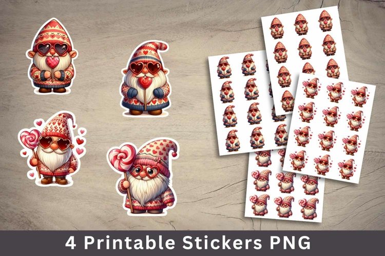 valentine sticker printable - gnome stickers