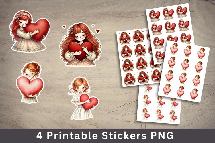 valentine sticker printable - girl heart stickers example image 1