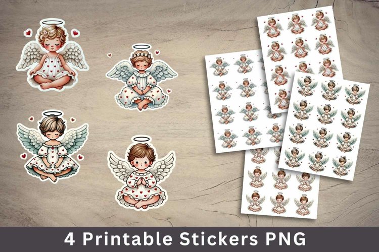 valentine sticker printable - cupid angel stickers