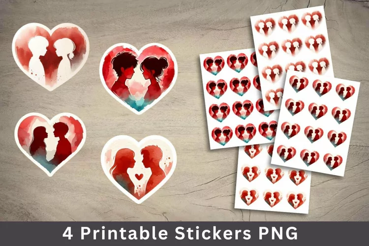 valentine sticker printable - couple heart stickers