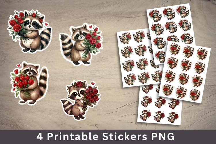 valentine sticker printable - fox roses stickers