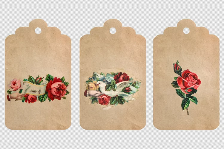 Vintage paper sticker label tag scrapbooking junk journal