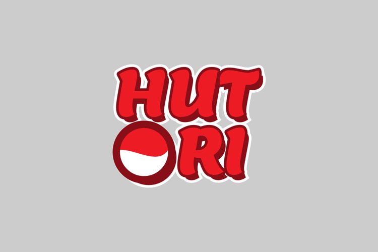 Sticker indonesia independence day lettering typography desi