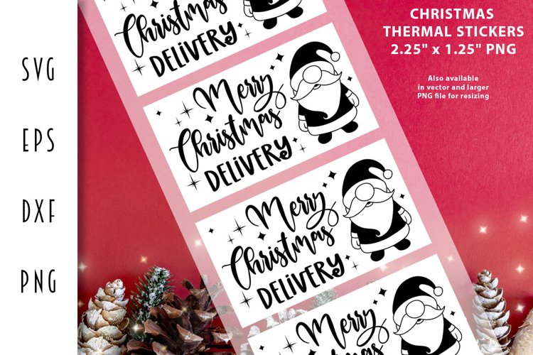 Christmas Thermal Labels - Merry Christmas Delivery Santa example image 1